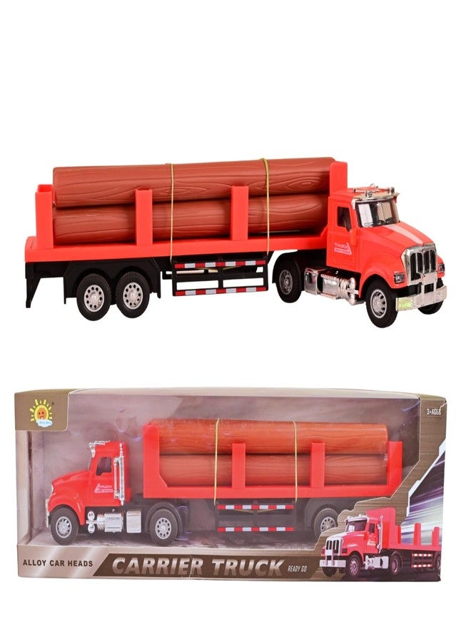 WireScorts Die Cast Metal Carrier Truck for Kids, Pull Back Trucks with Light & Sound, Alloy Metal Die Cast Truck for Boys - Red - Image 1